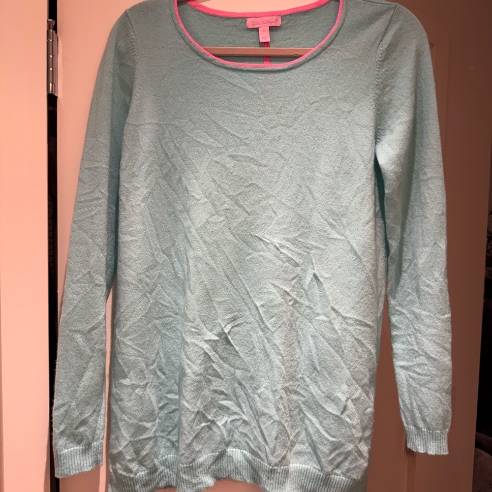 Lilly Pulitzer turquoise 100% cashmere sweater sz small